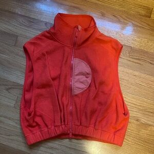 Red Sleeveless Zip-Up Vest